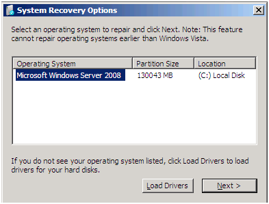 Server 2008 restore from backup